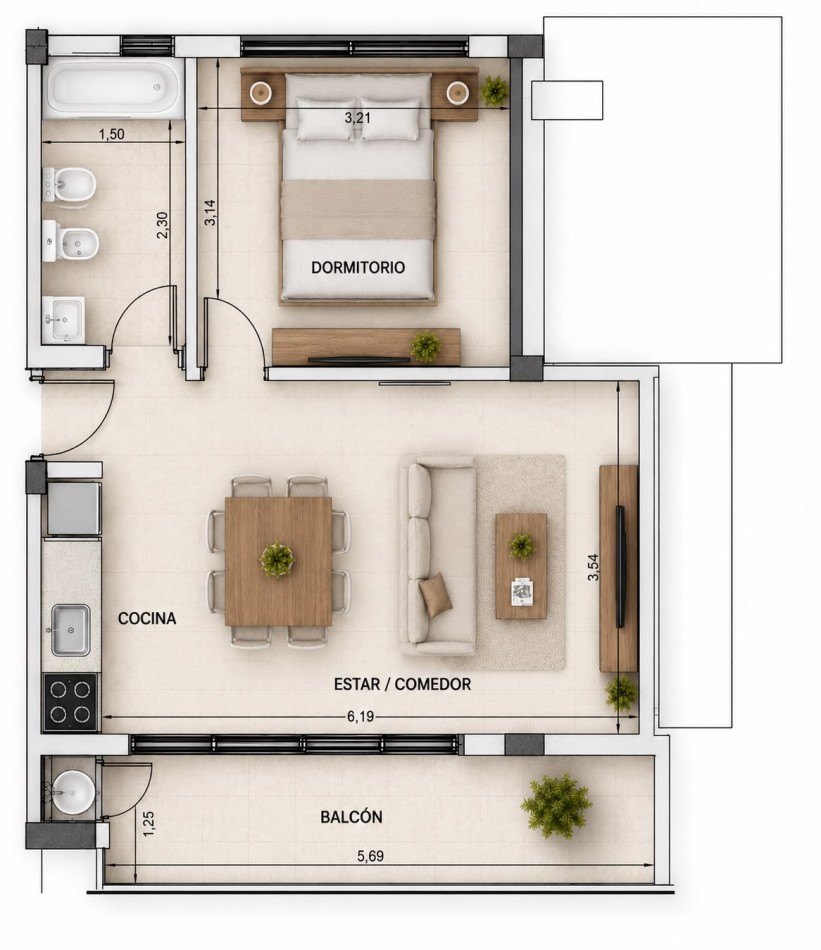 Departamento de 2 Ambientes En Venta En Barrio Procrear Ciudad Evita
